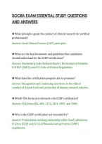 SOCRA EXAM ESSENTIAL STUDY QUESTIONS&NewLine;AND ANSWERS