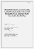 CERTIFIED PROFESSIONAL CONSTRUCTION &NewLine;SAFETY &lpar;CPCS&rpar; EXAM STUDY GUIDE &vert; LATEST &NewLine;UPDATE 2026&sol;2027 &vert; PRACTICE QUESTIONS &NewLine;AND ANSWERS &vert; EXAM REVIEW&period; 