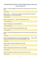 AAA DRIVERS ED FINAL STUDY GUIDE Questions with Correct&NewLine;Answers &lpar;Grade A&plus;&rpar;