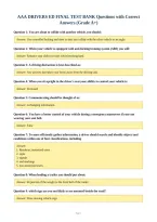AAA DRIVERS ED FINAL TEST BANK Questions with Correct&NewLine;Answers &lpar;Grade A&plus;&rpar;