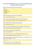 AAA FOOD HANDLERS FINAL ACTUAL TEST PAPER Questions&NewLine;with Correct Answers &lpar;Grade A&plus;&rpar;