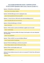 AAA FOOD HANDLERS FINAL CERTIFICATION&NewLine;EVALUATION Questions with Correct Answers &lpar;Grade A&plus;&rpar;