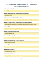 AAA FOOD HANDLERS FINAL PRACTICE Questions with&NewLine;Correct Answers &lpar;Grade A&plus;&rpar;