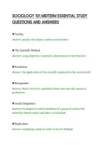 SOCIOLOGY 101 MIDTERM ESSENTIAL STUDY&NewLine;QUESTIONS AND ANSWERS&NewLine;