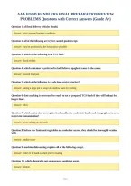 AAA FOOD HANDLERS FINAL PREPARATION REVIEW&NewLine;PROBLEMS Questions with Correct Answers &lpar;Grade A&plus;&rpar;