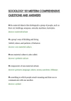 SOCIOLOGY 101 MIDTERM COMPREHENSIVE&NewLine;QUESTIONS AND ANSWERS