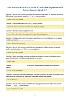 AAA FOOD HANDLER ACTUAL EXAM PAPER Questions with&NewLine;Correct Answers &lpar;Grade A&plus;&rpar;
