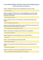 AAA FOOD HANDLER CERTIFICATION TEST PAPER Questions&NewLine;with Correct Answers &lpar;Grade A&plus;&rpar;