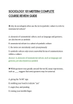 SOCIOLOGY 101 MIDTERM COMPLETE&NewLine;COURSE REVIEW GUIDE