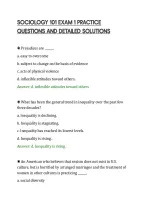 SOCIOLOGY 101 EXAM 1 PRACTICE&NewLine;QUESTIONS AND DETAILED SOLUTIONS&NewLine;