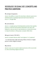 SOCIOLOGY 101 EXAM 1 KEY CONCEPTS AND&NewLine;PRACTICE QUESTIONS