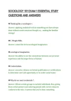SOCIOLOGY 101 EXAM 1 ESSENTIAL STUDY&NewLine;QUESTIONS AND ANSWERS