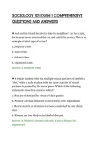 SOCIOLOGY 101 EXAM 1 COMPREHENSIVE&NewLine;QUESTIONS AND ANSWERS&NewLine;
