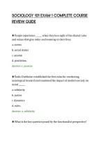 SOCIOLOGY 101 EXAM 1 COMPLETE COURSE&NewLine;REVIEW GUIDE