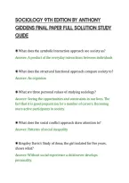 SOCIOLOGY 9TH EDITION BY ANTHONY&NewLine;GIDDENS FINAL PAPER FULL SOLUTION STUDY&NewLine;GUIDE