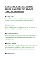 SOCIOLOGY 9TH EDITION BY ANTHONY&NewLine;GIDDENS EXAMINATION TEST COMPLETE&NewLine;QUESTIONS AND ANSWERS