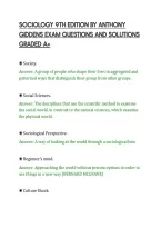 SOCIOLOGY 9TH EDITION BY ANTHONY&NewLine;GIDDENS EXAM QUESTIONS AND SOLUTIONS&NewLine;GRADED A&plus;