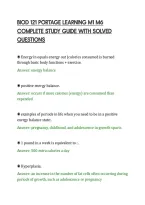 BIOD 121 PORTAGE LEARNING M1 M6&NewLine;COMPLETE STUDY GUIDE WITH SOLVED&NewLine;QUESTIONS&NewLine;