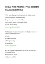 SOCIAL WORK PRACTICE 1 FINAL COMPLETE&NewLine;COURSE REVIEW GUIDE
