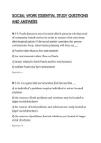 SOCIAL WORK ESSENTIAL STUDY QUESTIONS&NewLine;AND ANSWERS