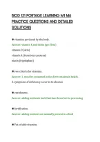BIOD 121 PORTAGE LEARNING M1 M6&NewLine;PRACTICE QUESTIONS AND DETAILED&NewLine;SOLUTIONS&NewLine;