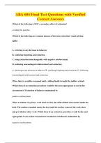ABA 604 Final Test Questions with Verified&NewLine;Correct Answers