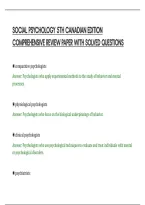 SOCIAL PSYCHOLOGY 5TH CANADIAN EDITION&NewLine;COMPREHENSIVE REVIEW PAPER WITH SOLVED QUESTIONS