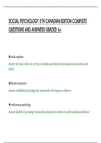 SOCIAL PSYCHOLOGY 5TH CANADIAN EDITION COMPLETE&NewLine;QUESTIONS AND ANSWERS GRADED A&plus;&NewLine;