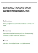 SOCIAL PSYCHOLOGY 5TH CANADIAN EDITION ACTUAL&NewLine;QUESTIONS WITH 100 PERCENT CORRECT ANSWERS