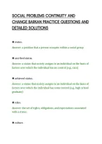SOCIAL PROBLEMS CONTINUITY AND&NewLine;CHANGE BARKAN PRACTICE QUESTIONS AND&NewLine;DETAILED SOLUTIONS