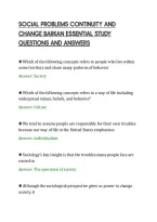 SOCIAL PROBLEMS CONTINUITY AND&NewLine;CHANGE BARKAN ESSENTIAL STUDY&NewLine;QUESTIONS AND ANSWERS&NewLine;