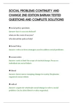 SOCIAL PROBLEMS CONTINUITY AND&NewLine;CHANGE 2ND EDITION BARKAN TESTED&NewLine;QUESTIONS AND COMPLETE SOLUTIONS