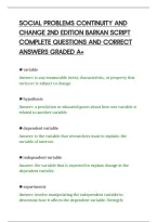 SOCIAL PROBLEMS CONTINUITY AND&NewLine;CHANGE 2ND EDITION BARKAN SCRIPT&NewLine;COMPLETE QUESTIONS AND CORRECT&NewLine;ANSWERS GRADED A&plus;