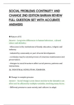 SOCIAL PROBLEMS CONTINUITY AND&NewLine;CHANGE 2ND EDITION BARKAN REVIEW&NewLine;FULL QUESTION SET WITH ACCURATE&NewLine;ANSWERS