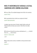BIOD 171 MICROBIOLOGY MODULE 6 ACTUAL&NewLine;QUESTIONS WITH VERIFIED SOLUTIONS&NewLine;