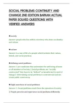 SOCIAL PROBLEMS CONTINUITY AND&NewLine;CHANGE 2ND EDITION BARKAN ACTUAL&NewLine;PAPER SOLVED QUESTIONS WITH&NewLine;VERIFIED ANSWERS