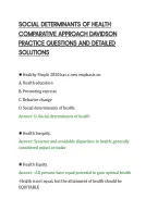 SOCIAL DETERMINANTS OF HEALTH&NewLine;COMPARATIVE APPROACH DAVIDSON&NewLine;PRACTICE QUESTIONS AND DETAILED&NewLine;SOLUTIONS