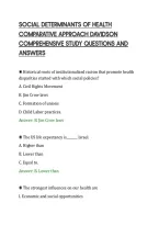 SOCIAL DETERMINANTS OF HEALTH&NewLine;COMPARATIVE APPROACH DAVIDSON&NewLine;COMPREHENSIVE STUDY QUESTIONS AND&NewLine;ANSWERS