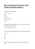 BIOD 171 MICROBIOLOGY MODULE 6 FULLY&NewLine;SOLVED EXAM PAPER GRADED A&plus;