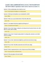 AAERT CDR COMPREHENSIVE LEGAL TRANSCRIPTION&NewLine;REVIEW SHEET Questions with Correct Answers &lpar;Grade A&plus;&rpar;