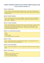 AAERT CERTIFICATION EVALUATION SCRIPT Questions with&NewLine;Correct Answers &lpar;Grade A&plus;&rpar;