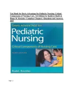 Test Bank for Davis Advantage for Pediatric Nursing&colon; Critical Components of Nursing Care&comma; 3rd Edition by Kathryn Rudd & Diane M&period; Kocisko &vert; Complete Chapters 1&ndash;22 &vert; Questions & Answers 2027&NewLine;