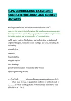 SLPA CERTIFICATION EXAM SCRIPT&NewLine;COMPLETE QUESTIONS AND CORRECT&NewLine;ANSWER