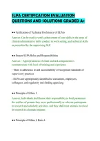 SLPA CERTIFICATION EVALUATION&NewLine;QUESTIONS AND SOLUTIONS GRADED A&plus;