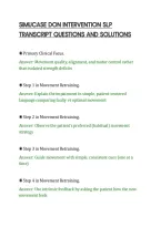 SIMUCASE DON INTERVENTION SLP&NewLine;TRANSCRIPT QUESTIONS AND SOLUTIONS