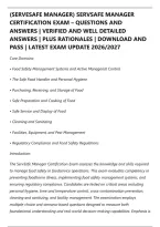 &lpar;SERVESAFE MANAGER&rpar; SERVSAFE MANAGER&NewLine;CERTIFICATION EXAM &ndash; QUESTIONS AND&NewLine;ANSWERS &vert; VERIFIED AND WELL DETAILED&NewLine;ANSWERS &vert; PLUS RATIONALES &vert; DOWNLOAD AND&NewLine;PASS &vert; LATEST EXAM UPDATE 2026&sol;2027