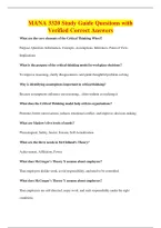 MANA 3320 Study Guide Questions with&NewLine;Verified Correct Answers