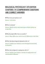 BIOLOGICAL PSYCHOLOGY 13TH EDITION&NewLine;CHAPTERS 1 14 COMPREHENSIVE QUESTIONS&NewLine;AND CORRECT ANSWERS&NewLine;