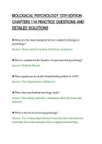 BIOLOGICAL PSYCHOLOGY 13TH EDITION&NewLine;CHAPTERS 1 14 PRACTICE QUESTIONS AND&NewLine;DETAILED SOLUTIONS&NewLine;