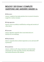 BIOLOGY 1201 EXAM 1 COMPLETE&NewLine;QUESTIONS AND ANSWERS GRADED A&plus;